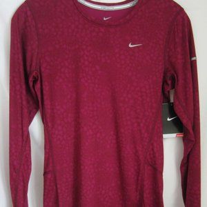 Nike Dri Fit Running Long Sleeve Shirt S Maroon